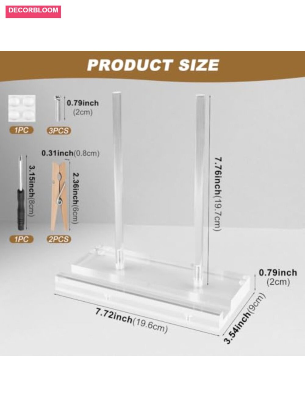 Acrylic Display Stand with Wooden Clips - Clear Book Easel for Tabletop - Picture 2 of 6